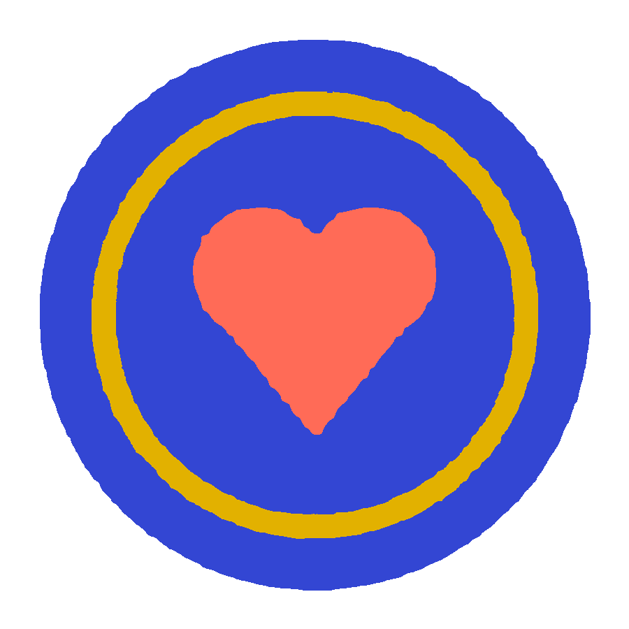 The same badge redrawn in flat thread colors