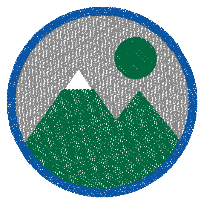 A simulation of the mountain drawing sewn as a patch