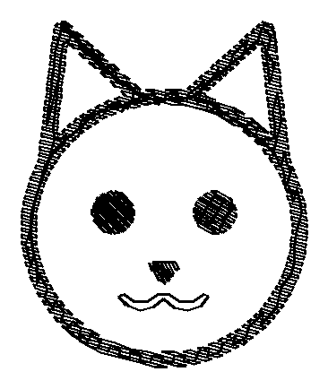 A simulation of the cat drawing sewn as a PES file