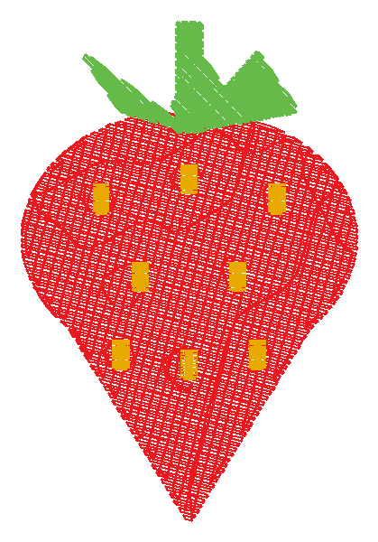 A simulation of the strawberry sewn as a PES file